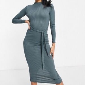 Club L London Open Back Midi Dress In Slate